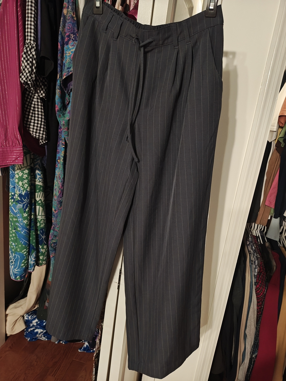 No Boundaries Pinstripe Drawstring Dress Pants